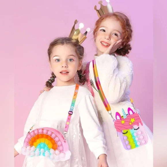 Kids Unicorn Pop It Shoulder Bag With Adjustable Straps - Picture 5 of 9